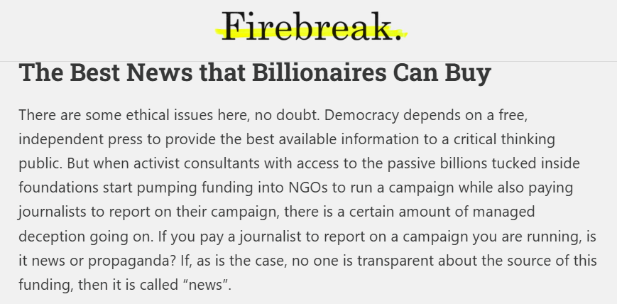 the_firebreak's tweet image. People used to complain about industry capture of the media, but that was through advertising and we could see that.
@zaruk shows how the foundation-funded activist takeover of the media is not transparent, campaign-driven, unethical and deceiving.
thefirebreak.org/p/where-have-a…