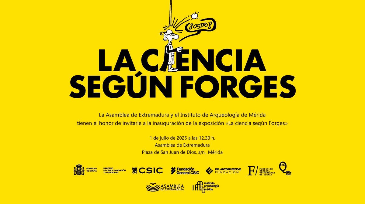 forges's tweet image. 'La ciencia según Forges’ llega a #Mérida 👏👏👏csic.es/es/agenda-del-… Gracias, @CSIC @ayto_merida
