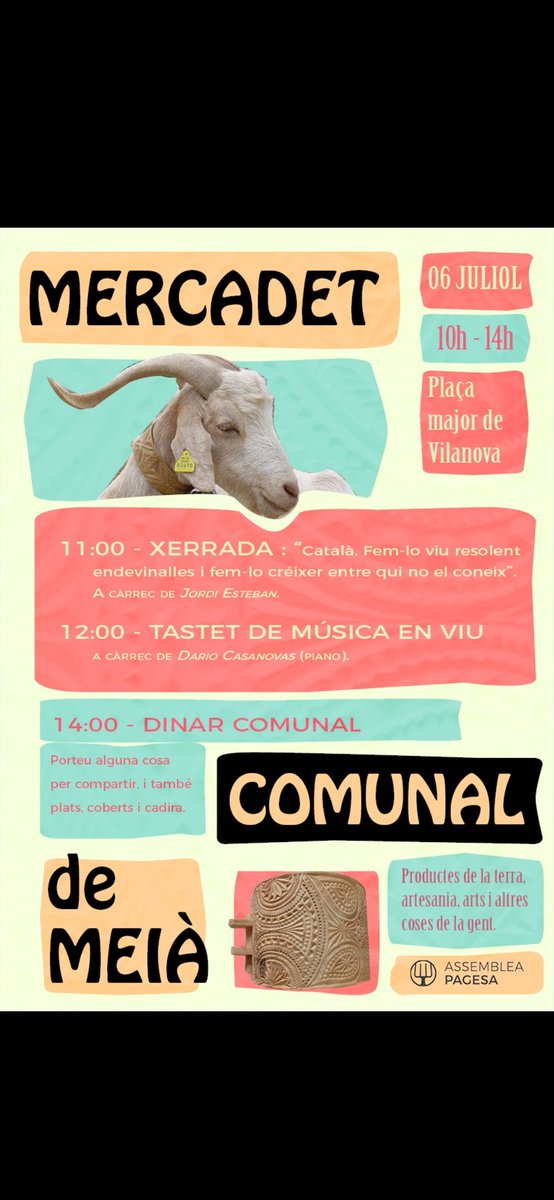 caledelspagesos's tweet image. PROPER MERCADET DE MEIÀ 6 DE JULIOL