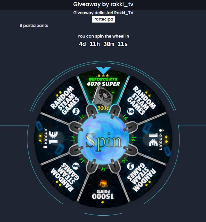 Come ogni settimana, torna la ruota dello JARL per provare a vincere una RTX 4070 SUPER!! ⚠️

Non devi fare altro che cliccare sul link..
Iscriverti al sito se ancora non lo hai fatto..
Clicca su partecipa sopra la ruota..

GL e grazie a <a href="/Cdkeyit/">CDkeyit</a> 

cdkeyit.it/giveaway/rakki…