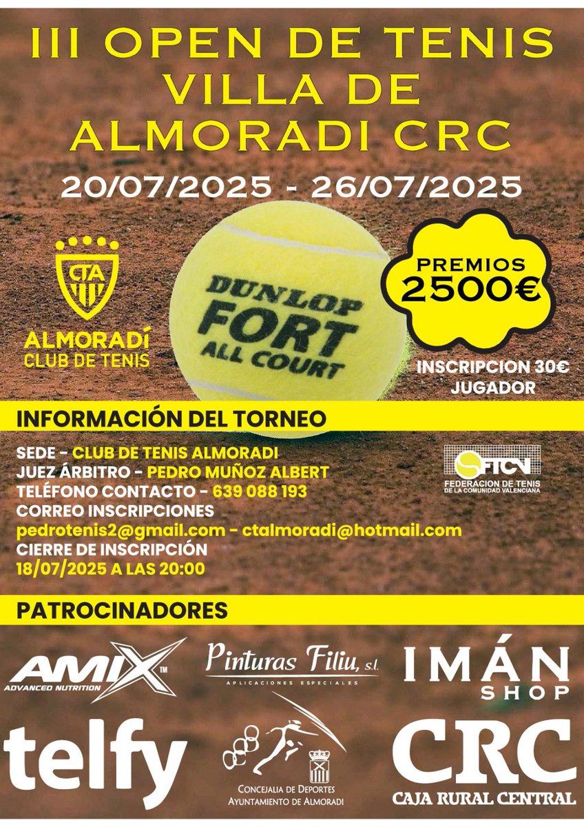 pedrotenis's tweet photo. Buenos días, abierta la inscripción.Absoluto masculino. https://t.co/4i7c664Uig