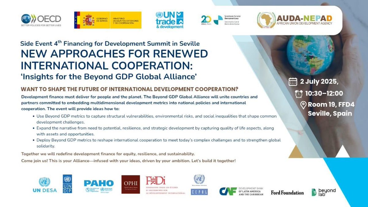 Today on the sidelines of the 4th International Conference on Financing for Development, we convened a powerful side event: “New Approaches for a Renewed International Cooperation: Coalition of the Willing on Beyond GDP.” 🌍📊

With inspiring opening remarks by H.E.