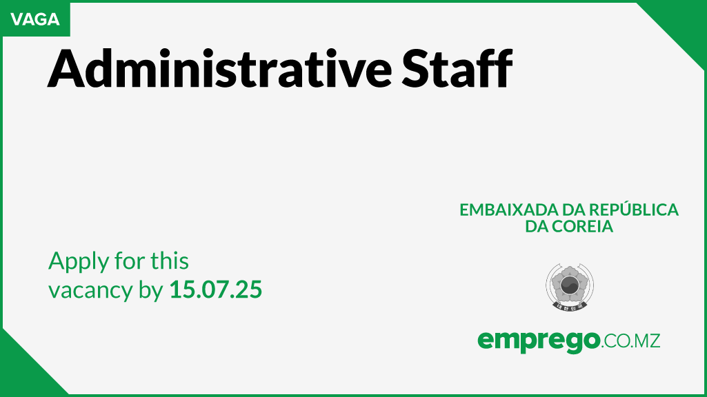 empregomz's tweet photo. The Embassy of the Republic of Korea in Mozambique is recruiting an Administrative Staff, to be based in Maputo, Mozambique.
_
Click on the following, https://t.co/us1aWvVl12 to see the requirements and submit your application!

#empregomz #vagas #EmbaixadaDaRepublicaDaCoreia https://t.co/ctmI8YKU0u