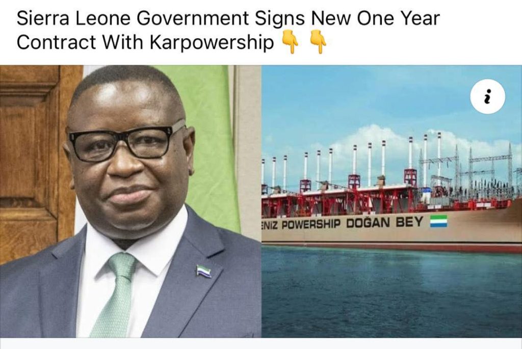 Yes, the Government of Sierra Leone has signed a one year extension contract with Karpowership.

More: sl.i-verify.org/yes-the-govern…