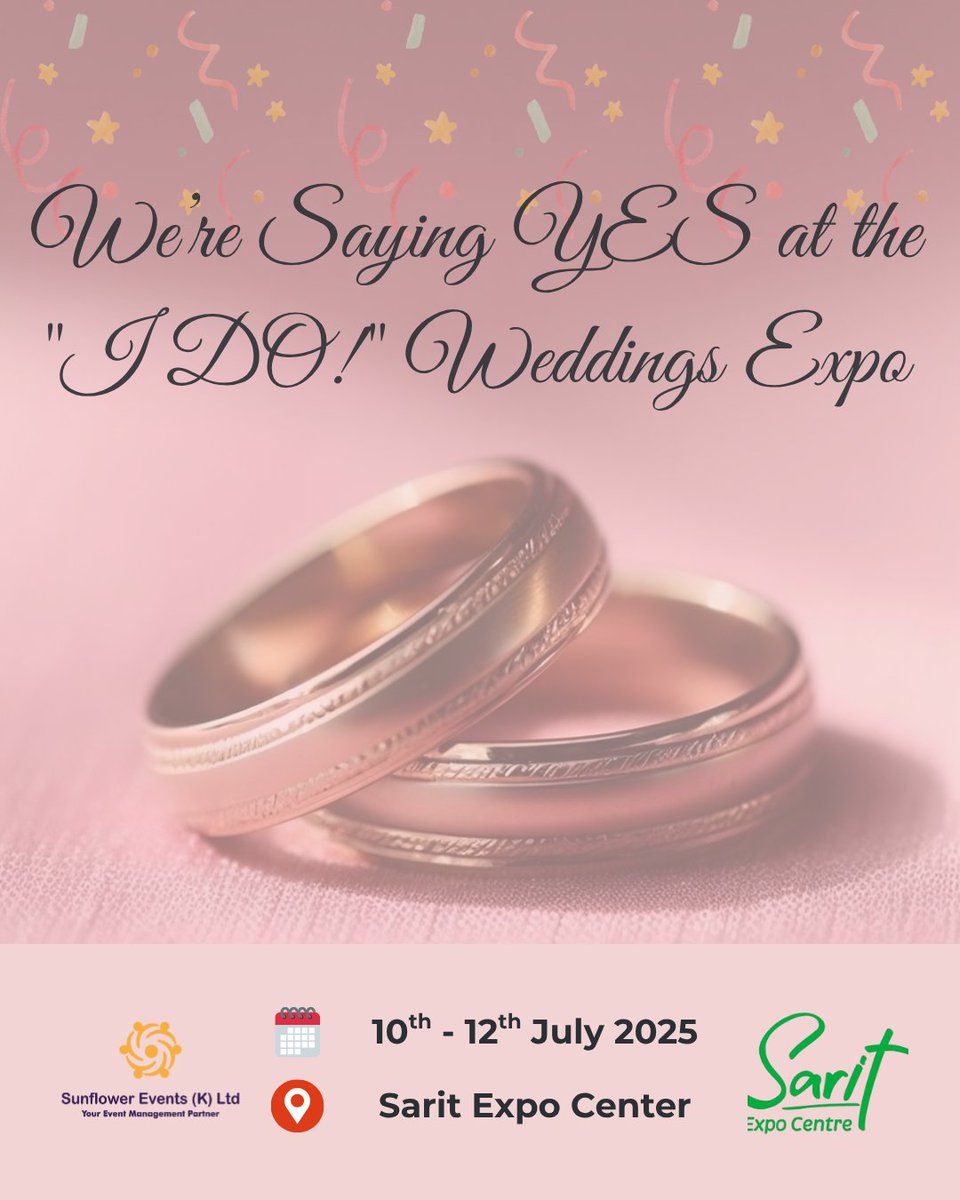 sunflowerke_ltd's tweet photo. Sunflower Events is proud to be part of I DO! The Weddings Expo — happening July 10–12 at @SaritThe 💍
Planning a wedding? Come see what we can do for your big day.
🎟 FREE entry
📍Find us at the Sunflower Events booth!
#IDoExpo2025 #SunflowerEventsKE #WeddingExpo #IDOExpo https://t.co/hWIAoetn28