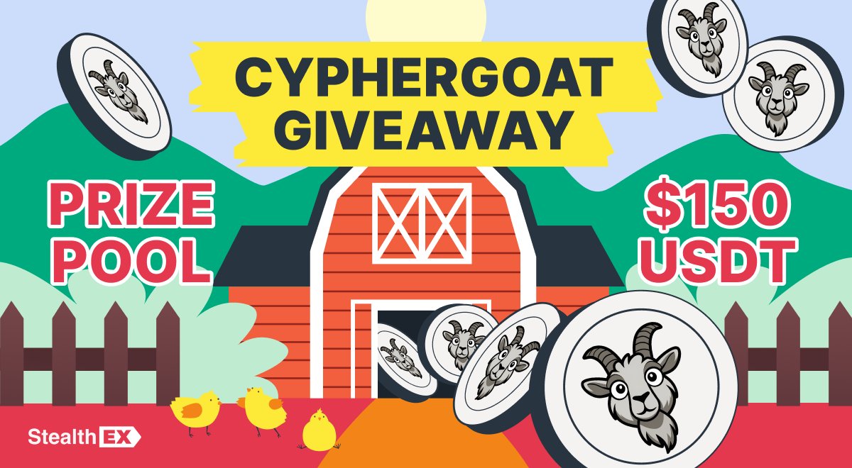 🎉 150 USDT GIVEAWAY 🎉
Win a share of the prize with StealthEX and CypherGoat 🐐💰

Rules:
1️⃣ Follow <a href="/StealthEX_io/">StealthEX</a> &amp; <a href="/cyphergoatcom/">CypherGoat</a>
2️⃣ Like &amp; Repost
3️⃣ Comment done

🗓️ July  2–9
🎁 3 winners will be selected after the giveaway ends!