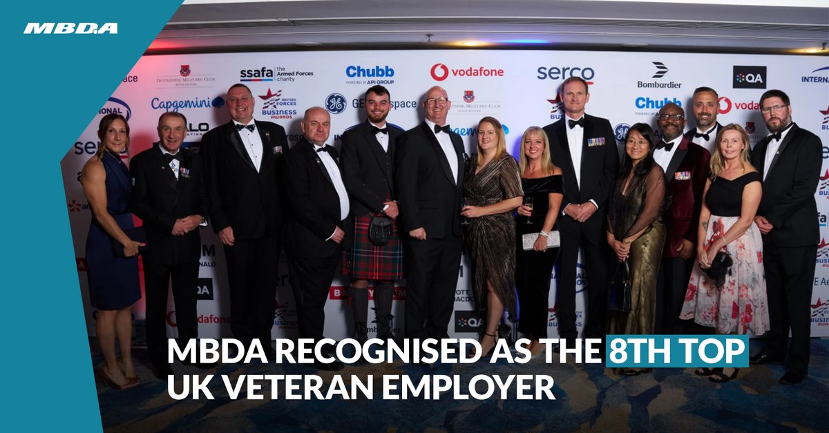 MBDA UK (@mbda_uk) on Twitter photo Proud to be ranked 8th in the Top 50 Great British Employers of Veterans! 🏆
This recognition highlights our commitment to #militaryveterans, recently shown at the <a href="/exforcesawards/">Forces in Business Awards</a>
Congrats to all the Top 50! 👏
Learn more at: fcld.ly/iuyfc5u
#ForcesBusinessAwards Proud to be ranked 8th in the Top 50 Great British Employers of Veterans! 🏆
This recognition highlights our commitment to #militaryveterans, recently shown at the <a href="/exforcesawards/">Forces in Business Awards</a>
Congrats to all the Top 50! 👏
Learn more at: fcld.ly/iuyfc5u
#ForcesBusinessAwards