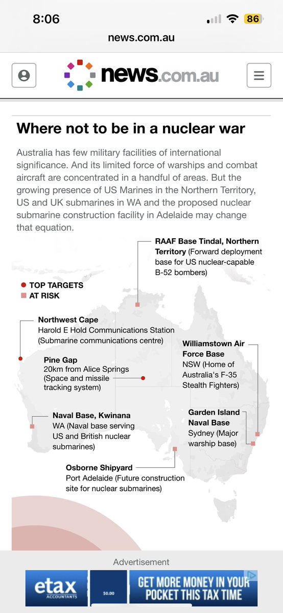 Phewww ,good to know we are safe here in Townsville where Australia’s biggest military base is.