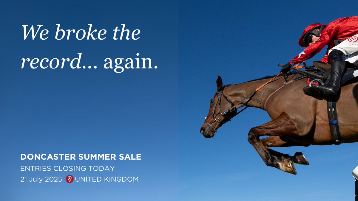 Goffs UK (@goffsuk) on Twitter photo Last call for entries for the Doncaster Summer Sale ๐ข
๐ tinyurl.com/2jmrwrbp
#GoffsSummer | 21 July Last call for entries for the Doncaster Summer Sale ๐ข
๐ tinyurl.com/2jmrwrbp
#GoffsSummer | 21 July