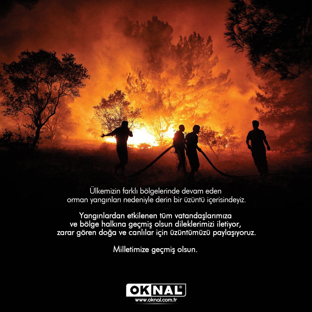 Ülkemizin farklı bölgelerinde devam eden
orman yangınları nedeniyle derin bir üzüntü içerisindeyiz.

Yangınlardan etkilenen tüm vatandaşlarımıza
geçmiş olsun dileklerimizi iletiyor,
zarar gören doğa ve canlılar için üzüntümüzü paylaşıyoruz.

Milletimize geçmiş olsun.