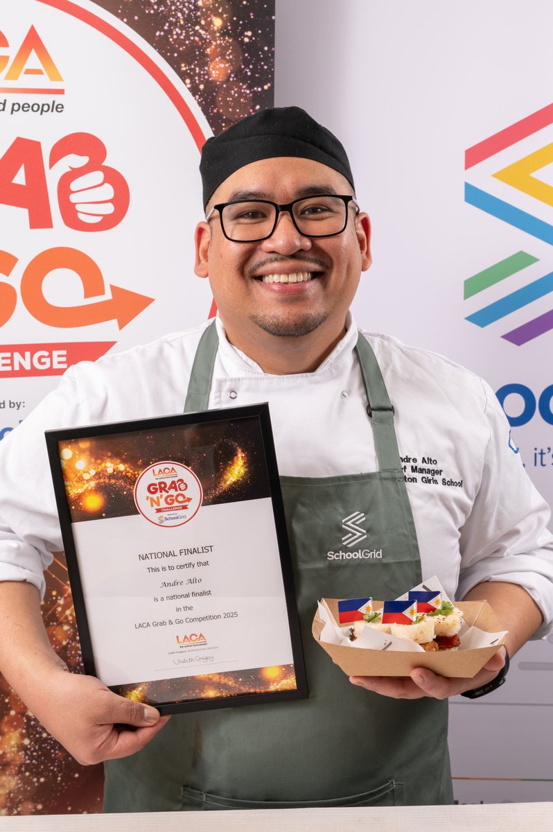 🎉 We can’t wait for the National Final of the LACA Grab ‘N’ Go Challenge, which we’re proud to sponsor

Find out more about the talented chef Andre Alto who is heading to the final 👉 schoolgrid.co.uk/laca-grab-n-go…

#LACA #GrabNGoChallenge #LACA2025  #LACAME <a href="/LACA_UK/">LACA</a>