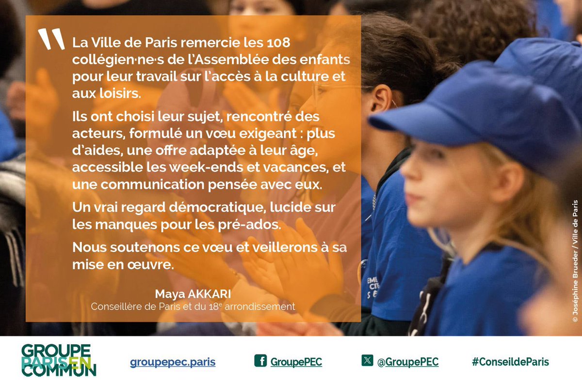 Élu-e-s Paris En Commun (@groupepec) on Twitter photo Au #ConseildeParis , <a href="/mayaakkari/">Maya Akkari</a> salue les propositions des collégien·ne·s de l’Assemblée des enfants Au #ConseildeParis , <a href="/mayaakkari/">Maya Akkari</a> salue les propositions des collégien·ne·s de l’Assemblée des enfants