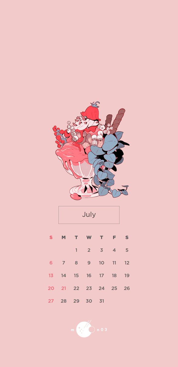 03moonmoonmoon's tweet image. 遅れましたが…！７月のカレンダーになります🌹
暑い日に冷たいパフェはいかがでしょうか！ロック画面にどうぞ✦ 
#illustration