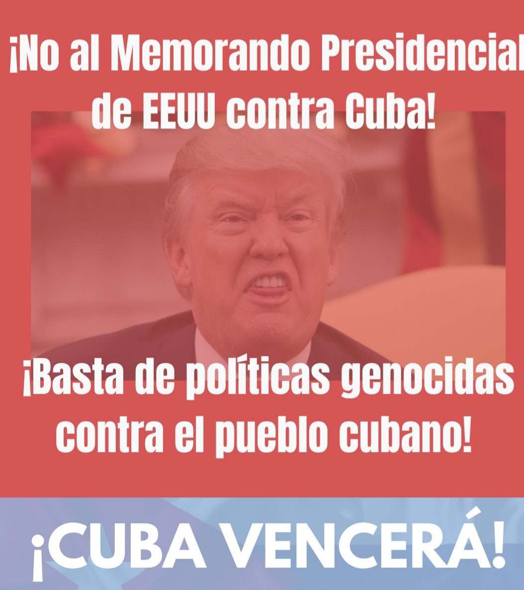 La firme posición de #Cuba y el mundo: ¡#TumbaElBloqueo! ¡No al Memorando genocida! #NiUnTanticoAsí al fascismo!
cubadebate.cu/noticias/2025/…