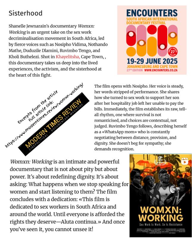 aj4short (@officialmissaj) on Twitter photo <a href="/EncountersDoc/">Encounters Festival</a> may be over, but the films live on. Here’s the link to my <a href="/moderntimes_rev/">MODERN TIMES REVIEW</a> on the film “Wxman: Working” that screen at the festival this year.
moderntimes.review/womxn-working/ Thank you, <a href="/TalentsDurban/">Talents Durban</a> #dfm2025 #talentsdurban <a href="/EncountersDoc/">Encounters Festival</a> may be over, but the films live on. Here’s the link to my <a href="/moderntimes_rev/">MODERN TIMES REVIEW</a> on the film “Wxman: Working” that screen at the festival this year.
moderntimes.review/womxn-working/ Thank you, <a href="/TalentsDurban/">Talents Durban</a> #dfm2025 #talentsdurban