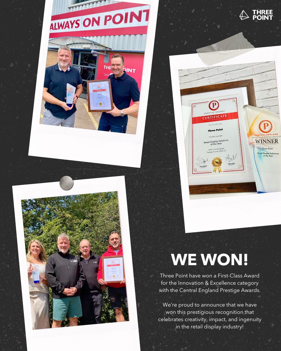 threepointpos's tweet image. 🏆 We have won! 🏆
Three Point have won a First-Class Award for Innovation &amp;amp; Excellence with the Central England @prestigeawards_ 

We’re just getting started. Keep a look out for our awards night post, including press talk and plenty of photos! 

#AwardWinners #Trophy #Retail