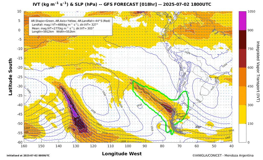 nimbusmeteorol's tweet photo. Un sistema frontal con río atmosférico impactará este miércoles al país. 

La banda principal se moverá zonalmente (con avance perpendicular a Chile) por el sur de Los Lagos y norte de Aysén, dejando precipitaciones con isoterma cero alta. 

@meteochile mantiene un aviso vigente para la Región de Los Lagos, por precipitaciones normales a moderadas con isoterma cero alta, concentradas en corto periodo de tiempo, vigente desde esta noche hasta la mañana del jueves 03 de julio.

Algunos sectores podrían recibir entre 50 a 80 mm de precipitaciones durante esta noche.

@vvanesaug @sepulinares @MeteoOhiggins @cristobalreus @ianigla @maxiviale