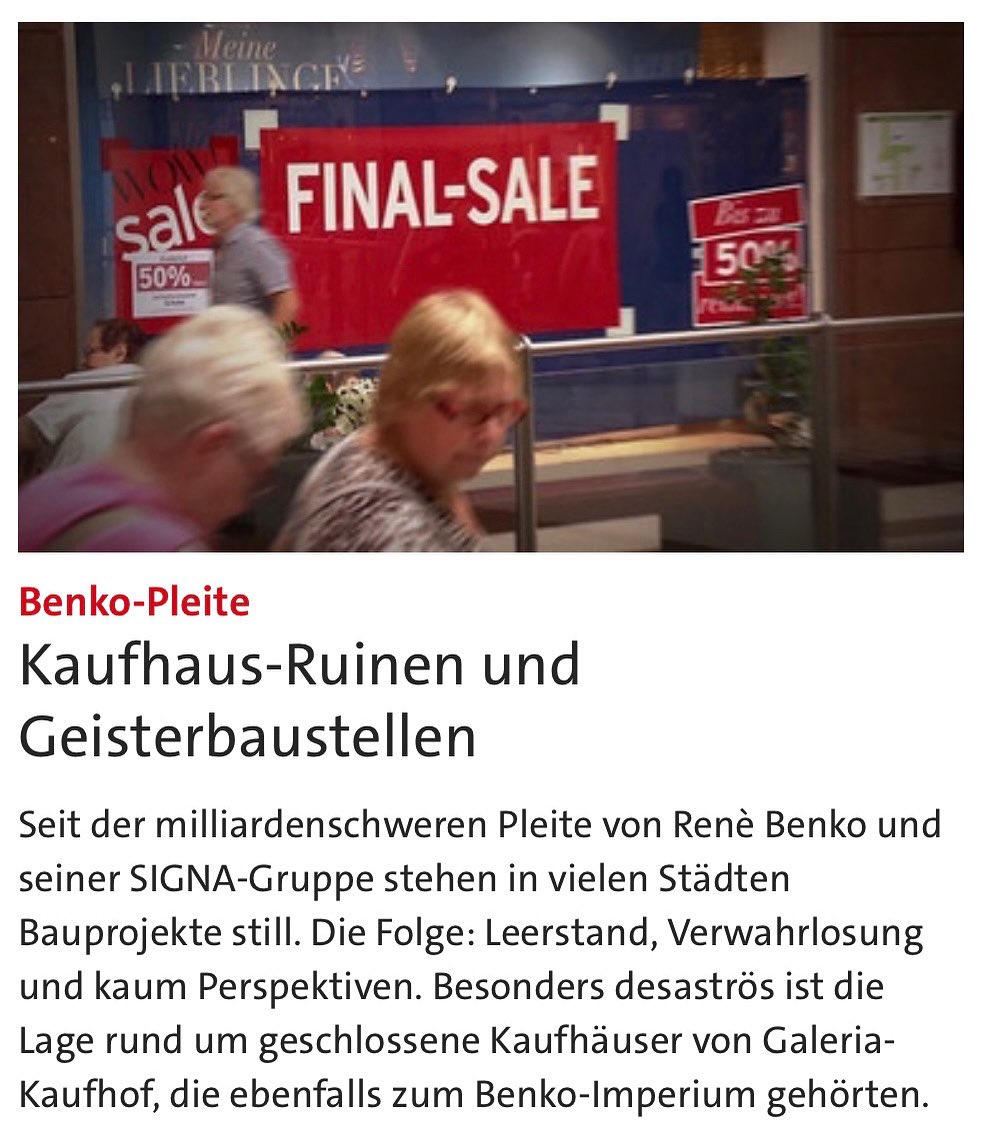 RuegerTill's tweet photo. Benko-Pleite: Kaufhaus-Ruinen und Geisterbaustellen.
Auf Spurensuche in Trier, Nürnberg und München:
https://t.co/F8ji2Ygho9
Mehr dazu in der ARD-Mediathek in “Report München” vom 1.7.2025.
#benko #signa #pleite #kaufhof #galleria #horten #hertie #karstadt #kaufhaus @br24 https://t.co/5FIL5UB4eI