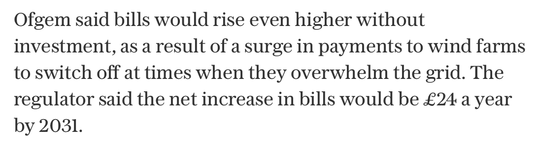 Jess Ralston (@jessralston2) on Twitter photo Well this is strange 🧐
Yesterday the <a href="/Telegraph/">The Telegraph</a> had an article about Ofgem's much-needed £24bn investment in upgrading the gas and electricity networks.
The author correctly stated that the *net increase* on an energy bill would be £24/yr by 2031
(£104/yr added, £80 saving): Well this is strange 🧐
Yesterday the <a href="/Telegraph/">The Telegraph</a> had an article about Ofgem's much-needed £24bn investment in upgrading the gas and electricity networks.
The author correctly stated that the *net increase* on an energy bill would be £24/yr by 2031
(£104/yr added, £80 saving):