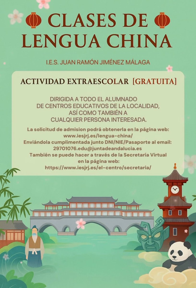 IESJRJ's tweet photo. Aprende chino mandarín de forma totalmente gratuita, profesorado nativo y certificación oficial. Para todas las edades, adultos y niños a partir de 1° de Primaria. 
Clases por las tardes. Consulta nuestra Web https://t.co/Ef4nudQbMP o llamando al 951 29 88 45 / 697 95 55 96 https://t.co/SM1VfjFQZH