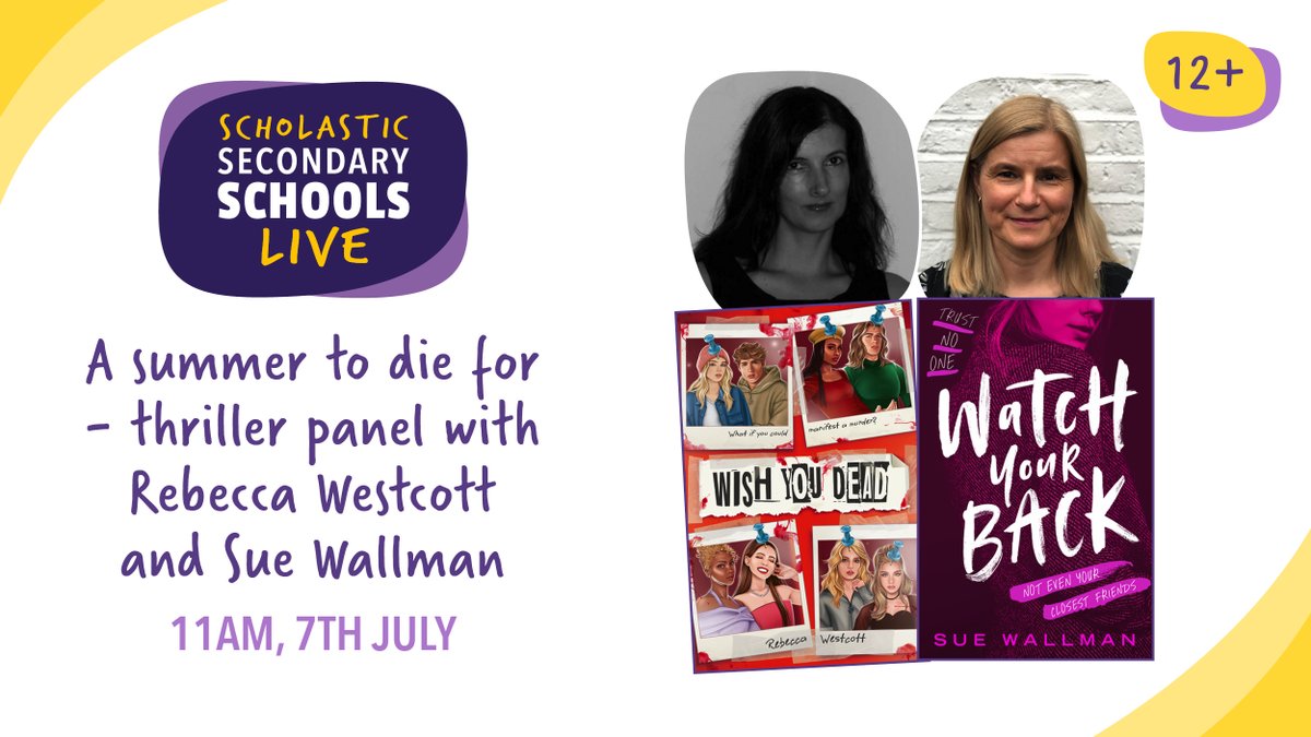 Scholastic UK (@scholasticuk) on Twitter photo Next week, Join <a href="/WestcottWriter/">Rebecca Westcott</a> and <a href="/SueWallman/">Sue Wallman</a> as they discuss their top writing tips for teens and give their thrilling reading recommendations! Find out all about their new page-turning books and what makes a captivating thriller!
Sign up here: shop.scholastic.co.uk/scholastic-sch… Next week, Join <a href="/WestcottWriter/">Rebecca Westcott</a> and <a href="/SueWallman/">Sue Wallman</a> as they discuss their top writing tips for teens and give their thrilling reading recommendations! Find out all about their new page-turning books and what makes a captivating thriller!
Sign up here: shop.scholastic.co.uk/scholastic-sch…