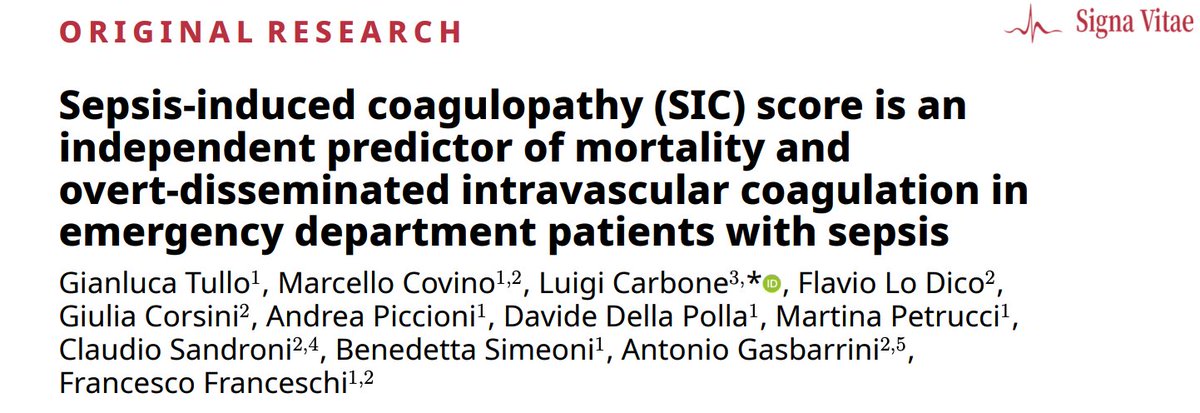 MRE_signavitae's tweet image. In ED patients with sepsis, a positive SIC score predicts in-hospital death, DIC, organ injury, bleeding, thrombosis &amp;amp; transfusion needs

Sepsis-induced coagulopathy is not just a lab value, it’s a warning sign!

🔗signavitae.com/articles/10.22…

#MedEd #sepsis #signavitae