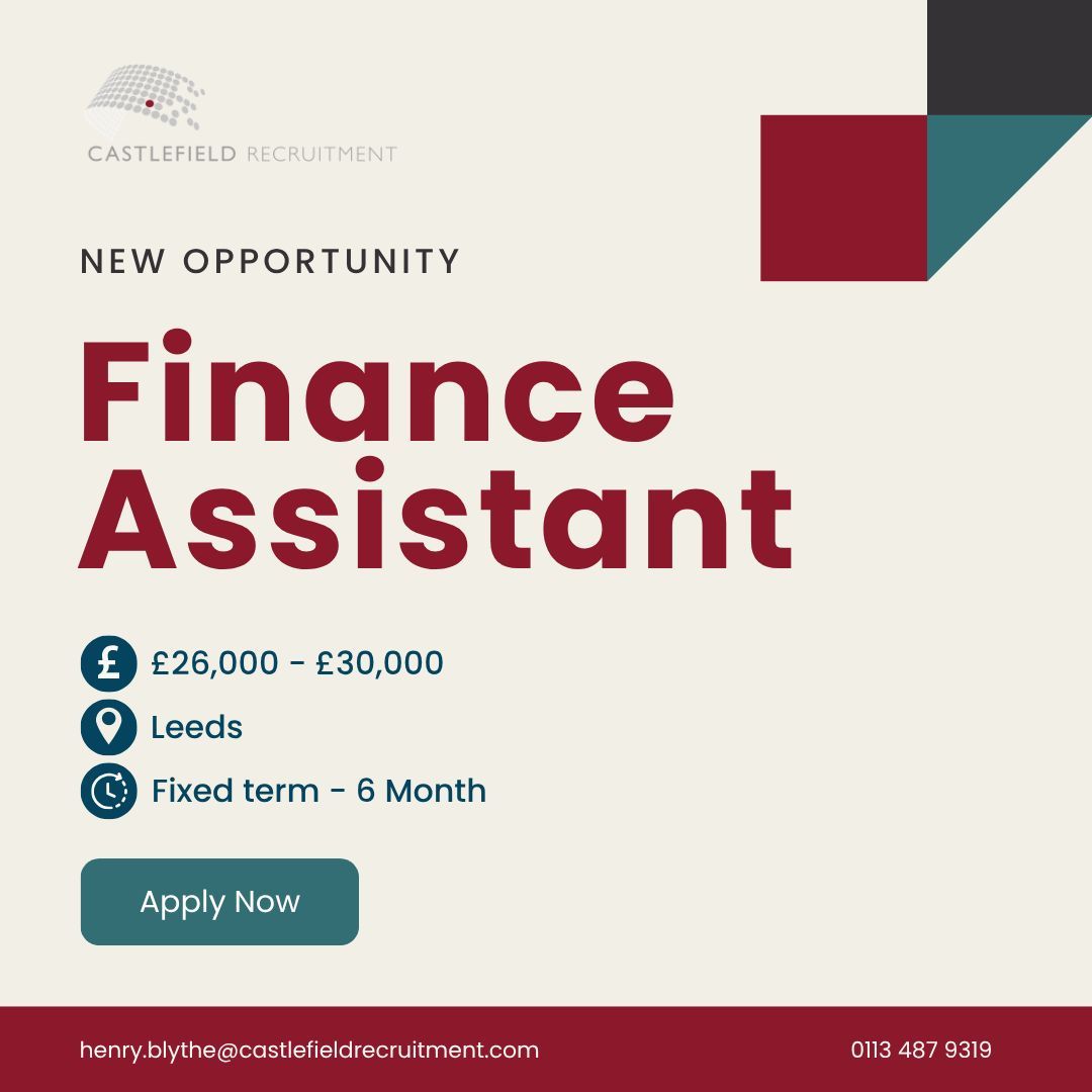 Castlefield recruitment are partnering with a growing private sector organisation looking to recruit a Finance Assistant to join their evolving team. 

To apply directly for this role, please click the link👉 castlefieldrecruitment.com/vacancies/vaca…

#financeassistant #castlefieldrecruitment