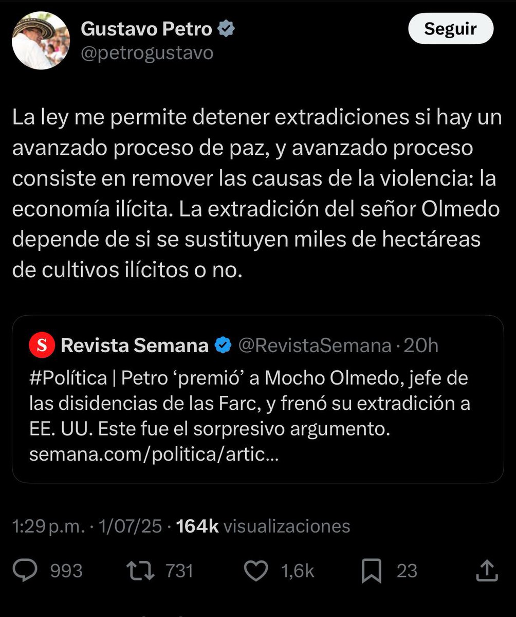 La decisión de Petro de suspender la extradición de alias “Mocho Olmedo”, no solo pone en riesgo el Estado de derecho, sino que también premia la impunidad de quienes han causado tanto daño a nuestro país y a la comunidad internacional. 

La extradición de criminales como Mocho