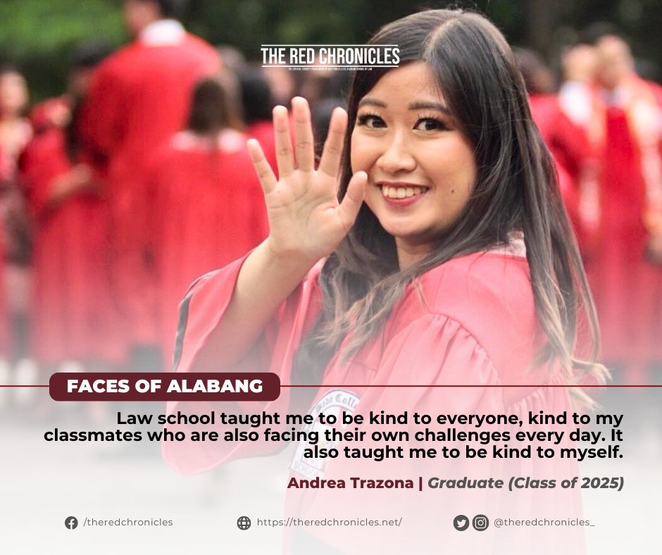 redchronicles_'s tweet photo. #IgnisVitae: Faces of Alabang

"It feels surreal... I’m just so glad that law school is over... There is still another huge battle for us, which is the bar exam. I’m just so glad that I’m just one step closer to my childhood dream."

—Andrea Trazona, Graduate (Class of 2025) https://t.co/63ijvOxyNp