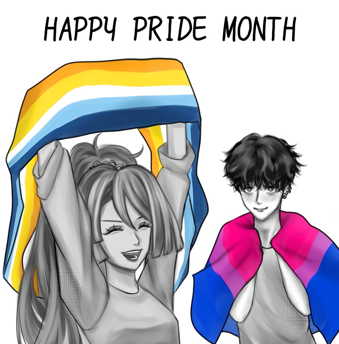 ArigeChan02's tweet photo. Même si le Pride Month est désormais terminé, n'oubliez pas d'être fière de qui vous êtes peu importe la période de l'année 💕

Merci à @ruruillust_ pour son illustration de Sally et George de l'histoire "Leila &amp; Charlie" sortant fièrement leurs drapeaux ! ❤️ https://t.co/Akela6hMLR