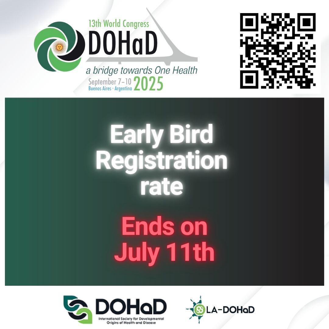 DOHaD_Society's tweet image. 🚨 Early Bird Registration for #DOHaD2025 closes July 11!
Join us in Buenos Aires this September with global experts in DOHaD
Register: dohad2025.com.ar/registrations/
Questions? registration@dohad2025.com.ar
Be part of the future of global, maternal & #childhealth