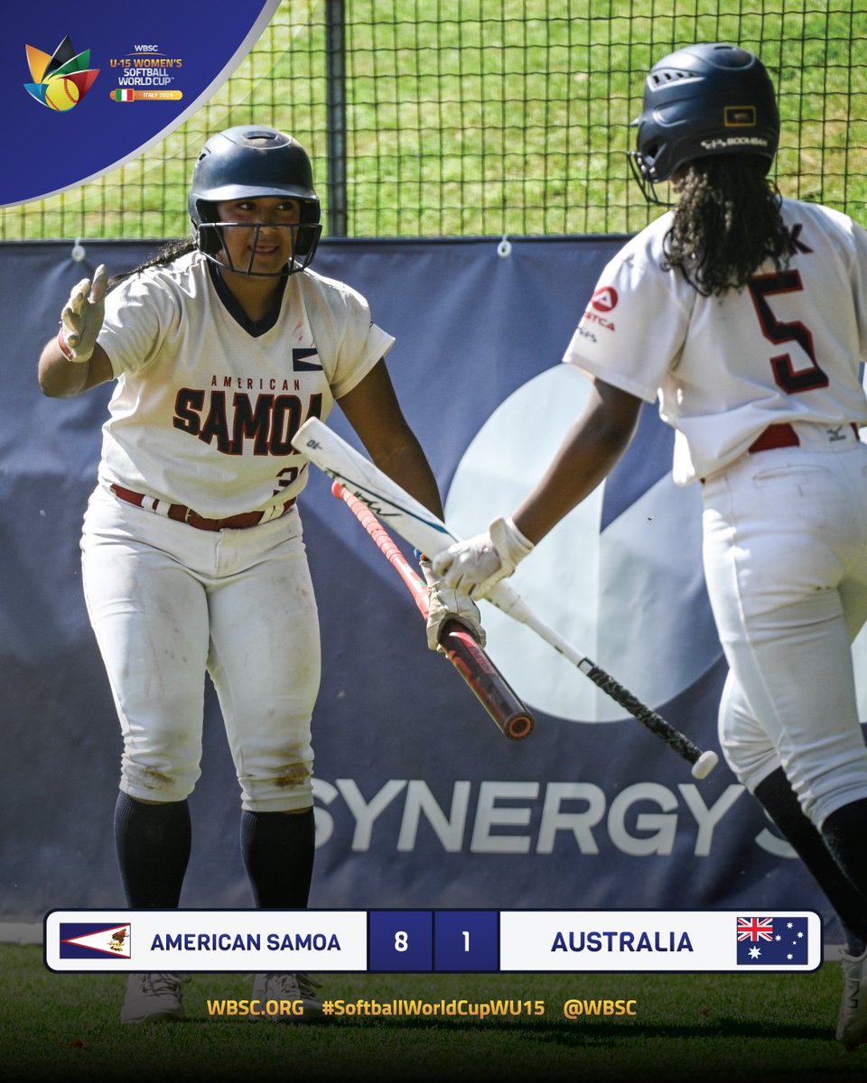 WBSC ⚾🥎 (@wbsc) on Twitter photo 🥎🇦🇸 American Samoa pocket first WBSC World Cup win ever in inner-Oceania duel with Australia
WBSC U-15 Women's Softball World Cup 2025
#SoftballWorldCupWU15 🥎🇦🇸 American Samoa pocket first WBSC World Cup win ever in inner-Oceania duel with Australia
WBSC U-15 Women's Softball World Cup 2025
#SoftballWorldCupWU15