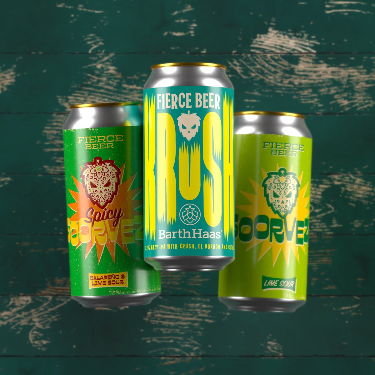 fiercebeer's tweet photo. Fierce Summer continues!

We’ve put a tart twist on our flagship Cerveza with Soorveza, a lime gose, and spiced things up with jalapeño in Spicy Soorveza.

Our collab with @barthhaasx sees Krush, El Dorado and Citra deployed for a fruit salad flavour profile. https://t.co/ip4arvLosd