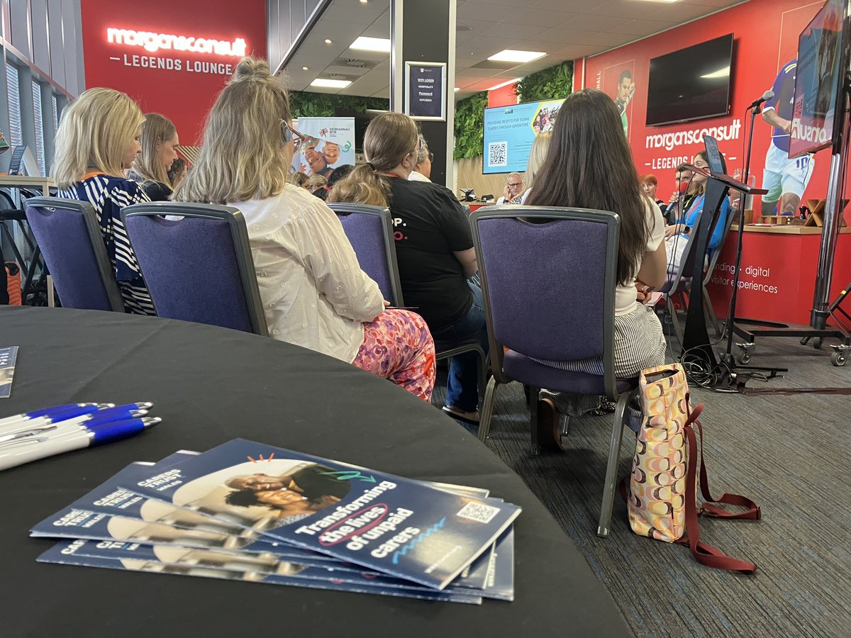 Catrin Edwards, Carers Trust Wales, opening up our panel session at #gofod3 here at Cardiff City Stadium. Our goal this morning to show how flexible a fund the Short Breaks Scheme is! #voluntarysector #shortbreaksscheme