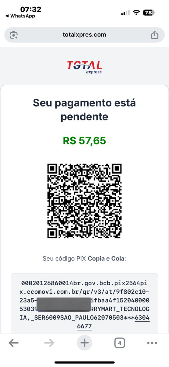 arnonco's tweet photo. Olá o nível do Golpe

Os caras tem meus dados: nome completo, telefone e ENDEREÇO. 

Me chamam no WhatsApp como uma empresa aparentemente real, com um PIX de valor baixo para liberar uma encomenda. Sendo que recentemente fiz compra internacional. https://t.co/rJNx1ttY9J