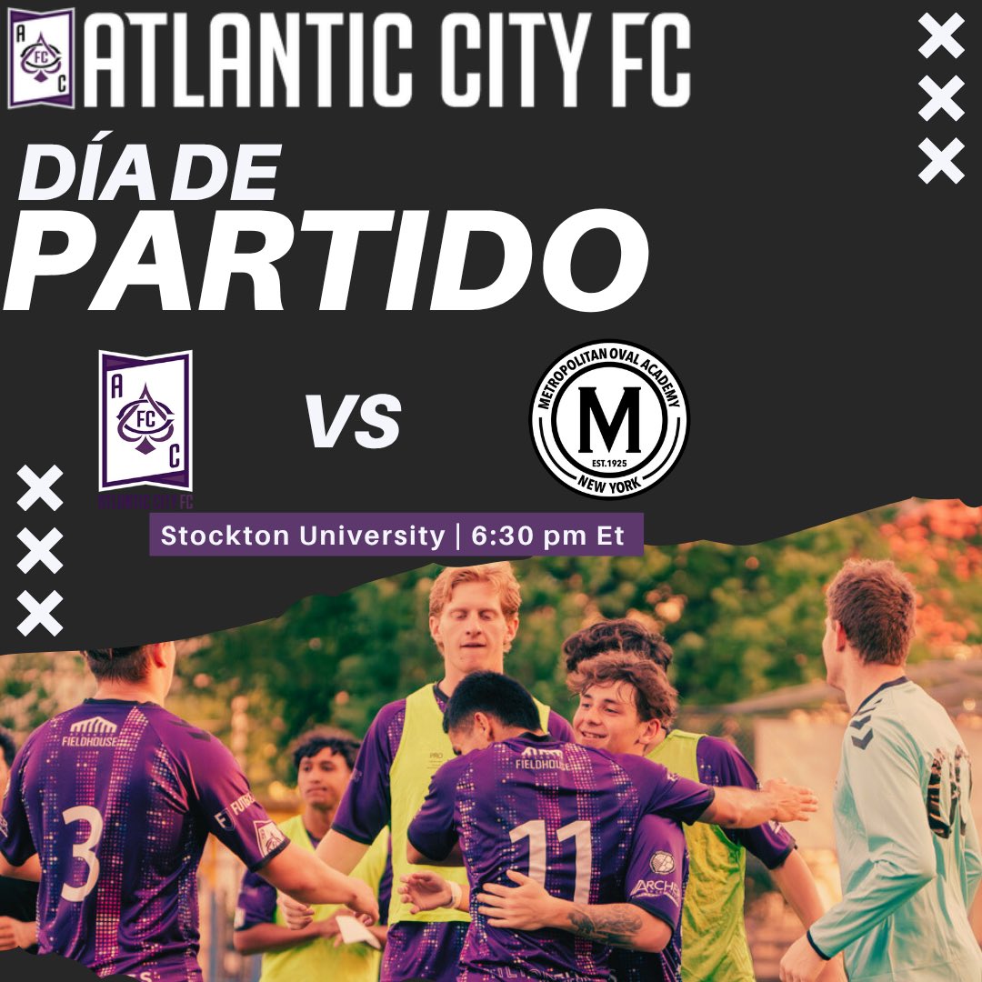 ⚽️🔥 ¡HOY toca defender la casa! Nos visita el Metropolitan Oval Academy.

Ven a sentir la pasión, los goles y la locura futbolera. 

No te lo puedes perder 🟣♠️⚽️

#VamosAtlanticCity #DíaDePartido