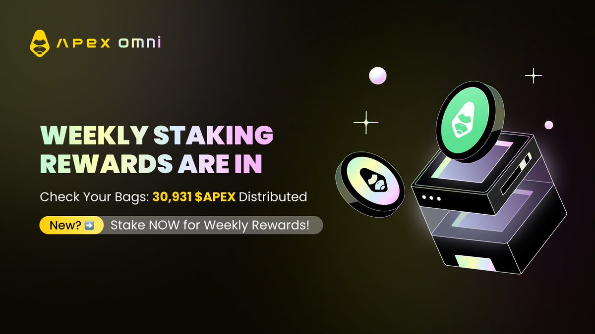 Stakers on ApeX Omni just bagged 30,931 $APEX in rewards this week! 💰

If you’re already in — check your dashboard.
If not, it’s never too late to start stacking. Stake your $APEX or $esAPEX on ApeX Omni and earn weekly. 🌀

Dive in: omni.apex.exchange/staking