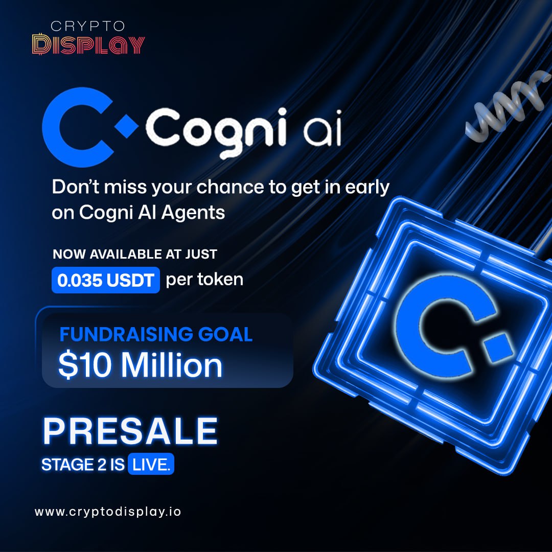 Crypto Display (@cryptodisplayio) on Twitter photo ©️Cogni AI Agents( $COGNI)
📎The <a href="/CogniAIAgents/">Cogni AI Agents</a> Presale is a unique pre-sale of a COGNI token.
📎 Additional Information - cryptodisplay.io/crypto-presale…
#CogniAIAgents #COGNI #token #CryptoDisplay #Presale #presalealert #presalelive ©️Cogni AI Agents( $COGNI)
📎The <a href="/CogniAIAgents/">Cogni AI Agents</a> Presale is a unique pre-sale of a COGNI token.
📎 Additional Information - cryptodisplay.io/crypto-presale…
#CogniAIAgents #COGNI #token #CryptoDisplay #Presale #presalealert #presalelive