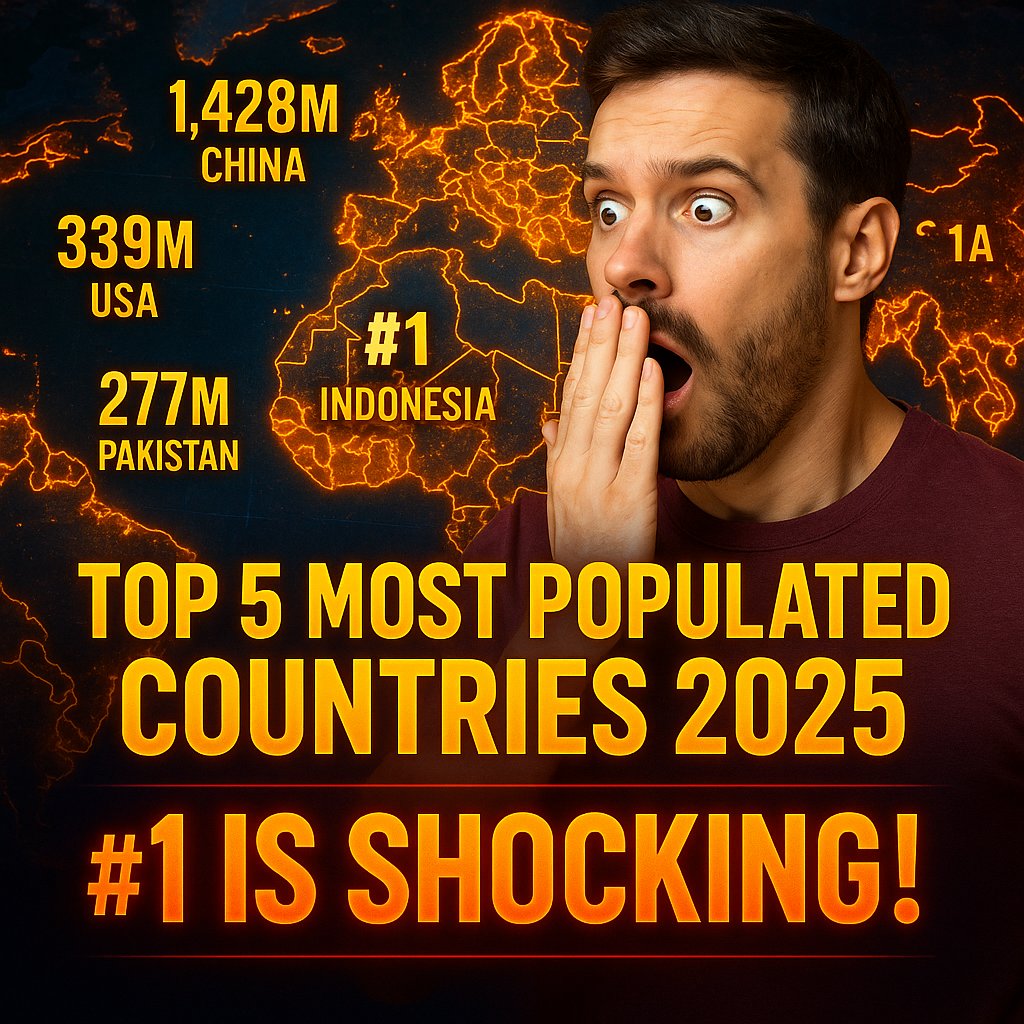 Worldtoplists25's tweet photo. Top 5 most populated countries in 2025 — #1 will shock you!
Not who you expect...
Which country is growing fastest?

💬 Drop your guess
👀 Surprised by the list?
👣 Follow for more wild world rankings
https://t.co/CgT1wNwmHH

#Population2025 #Top5 #GlobalTrends #WorldTopLists https://t.co/K7xpDOEix3