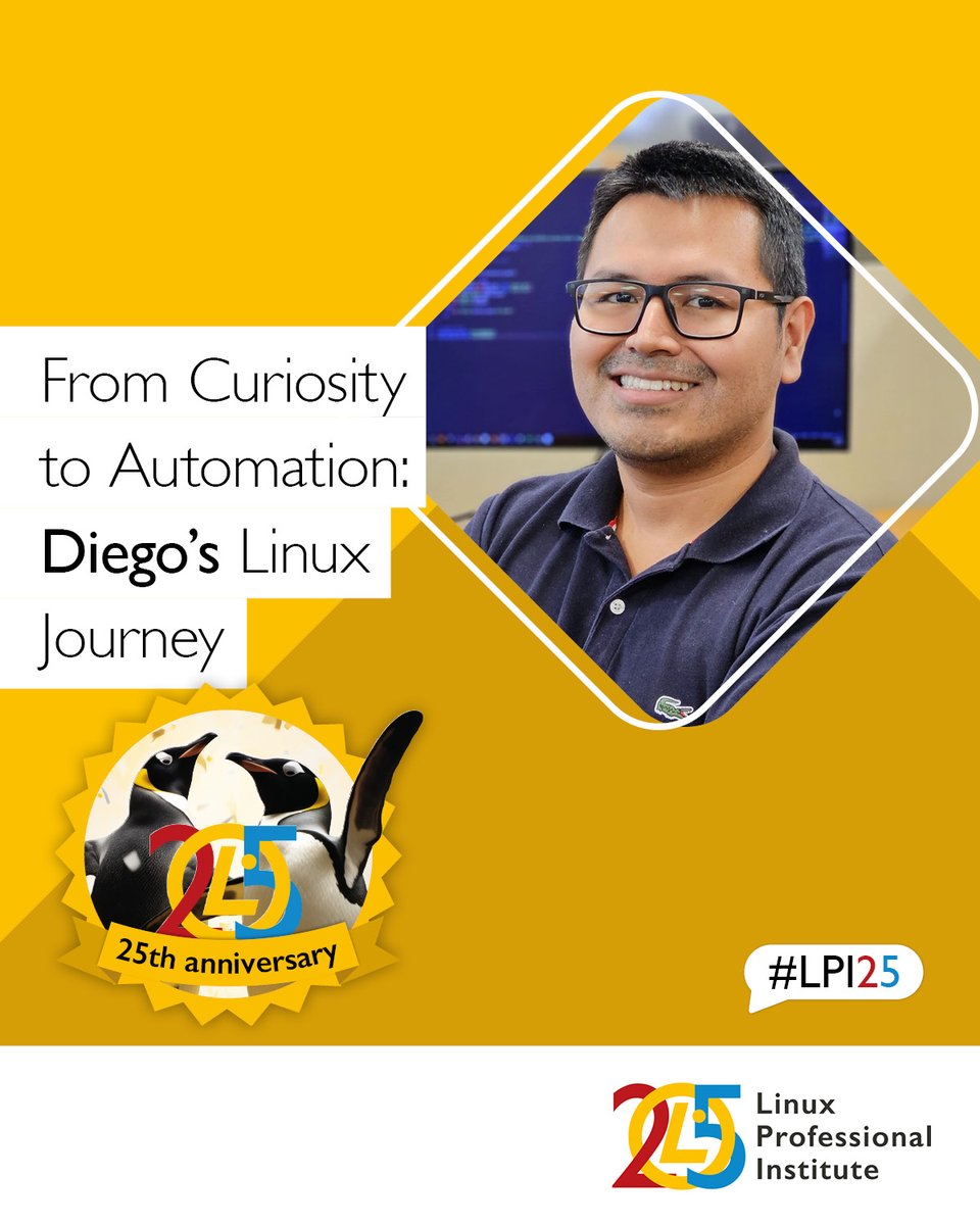 Linux Professional Institute Europe (@lpieurope) on Twitter photo During COVID-19, Diego dove into #Linux—developing skills in automation, troubleshooting, & more. Today, he supports operations at JPMorganChase, backed by his #Linux expertise.
Explore his journey 👉: lpi.org/bjgh
<a href="/LPIConnect/">Linux Professional Institute (LPI)</a> #FOSS During COVID-19, Diego dove into #Linux—developing skills in automation, troubleshooting, & more. Today, he supports operations at JPMorganChase, backed by his #Linux expertise.
Explore his journey 👉: lpi.org/bjgh
<a href="/LPIConnect/">Linux Professional Institute (LPI)</a> #FOSS