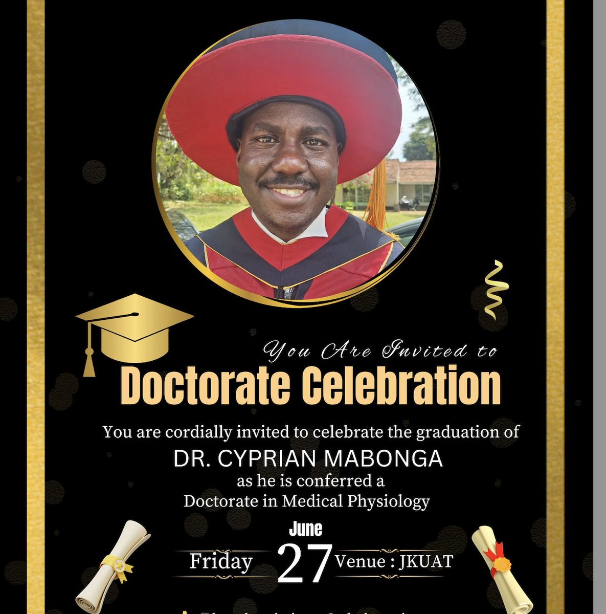 renalcarekenya's tweet photo. Congratulations to our Board Chairman, Dr. Cyprian Mabonga on being conferred a Doctorate in Medical Physiology.
We are proud to have you on our team! https://t.co/UiNAvOnp7e