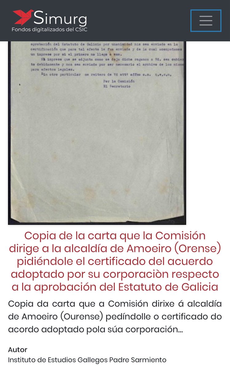 O <a href="/CSIC/">CSIC</a>, o <a href="/iegps/">Instituto de Estudios Gallegos Padre Sarmiento</a> e a <a href="/Xunta/">Xunta de Galicia</a> discriminan o galego e deturpan a toponimia na colección dixitalizada do Anteproxecto de Estatuto de Galiza (1932/36) 
simurg.csic.es/collection/217…