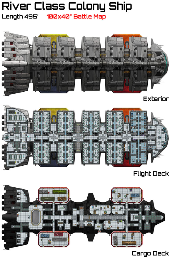 If you're adventuring through the stars then you need our River Class Colony Ship Deck plan maps, available now on DriveThruRPG.com. Map pack includes multiple deck levels and variations.

drivethrurpg.com/en/product/381…
#rpg #battlemap