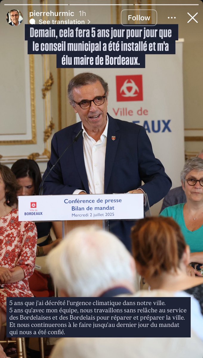 Pierre Hurmic nous propose lui même une liste de ses actions depuis le début de son mandat de Maire de Bordeaux, il y a 5 ans :

- Avoir décrété l’urgence climatique 

C’est tout.
