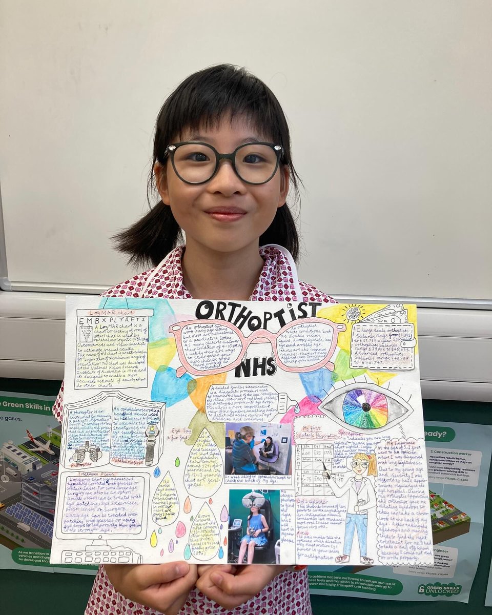 Congratulations to Emma, who was the regional winner for the South East in the #stepintothenhs competition for her project on orthoptists!

Emma, a year 5 student at @shskschool, chose orthoptics and did a fantastic job showcasing orthoptics!

#OrthopticCareers