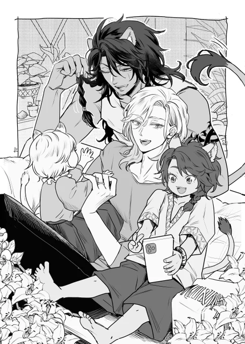 レオヴィル家族アンソロに寄稿させて頂いたイラストです!🦁👑家族の幸せいっぱいなアンソロをありがとうございました🙇✨️ 
