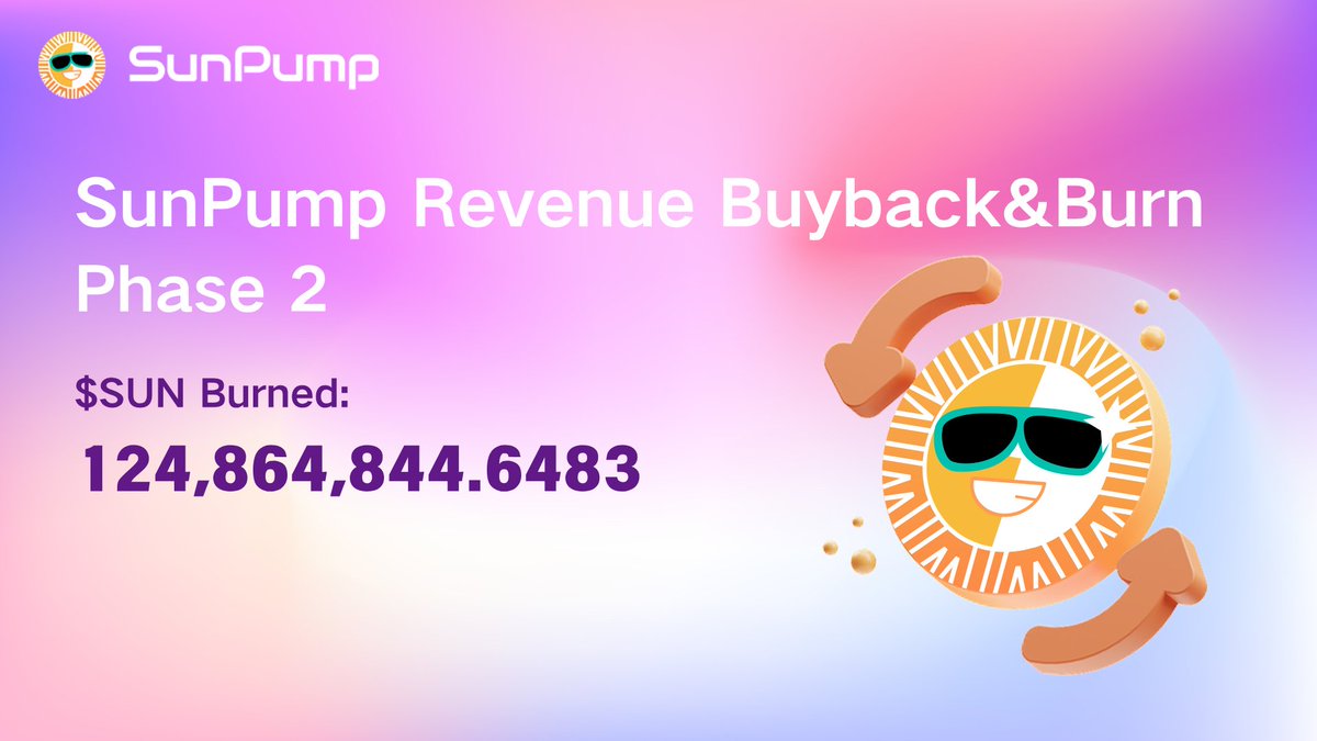 📢 Official Announcement: Phase 2 of $SUN Buyback &amp; Burn Utilizing 100% SunPump Revenue

In continued efforts to support the long-term growth and sustainability of the SUN ecosystem, SUN.io has allocated 100% of SunPump-generated revenue toward the buyback and