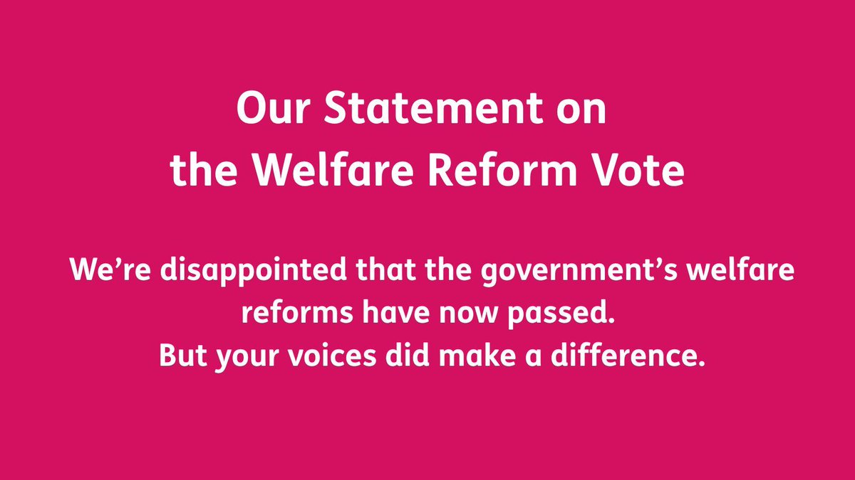 We're disappointed the welfare reforms passed — but your voices made a difference.

Last week we submitted a co-produced response with disabled people, carers &amp; staff
Thanks to national pressure, key concessions were won — but we’ll keep fighting for fairness.