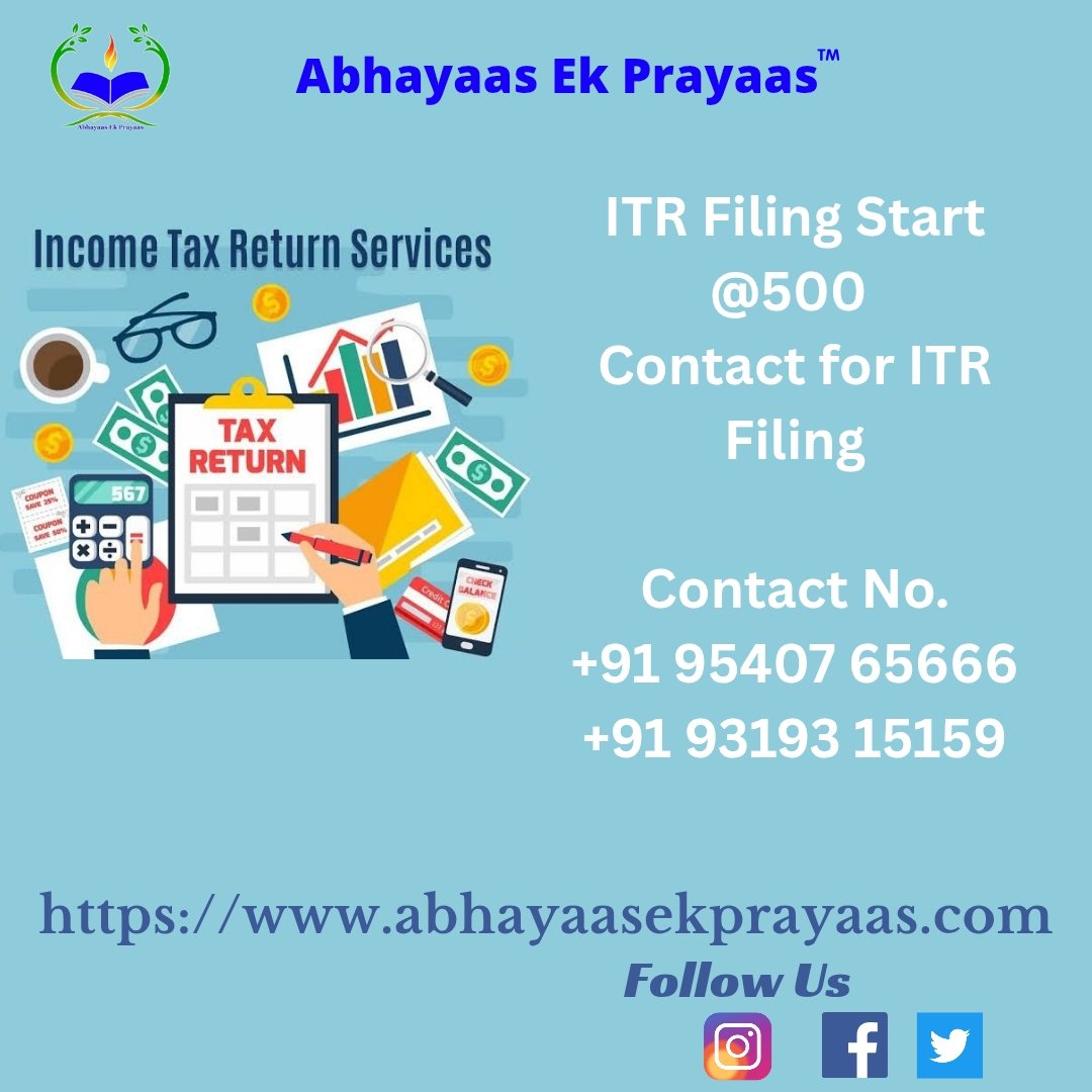 ek_prayaas's tweet photo. "File your ITR hassle-free at just โน500! Expert assistance available for salaried employees & individuals with simple tax structures. Get maximum refunds & stay compliant. Contact us now! #ITRFiling #TaxSeason #FileNow" https://t.co/9SqHG4sFz5