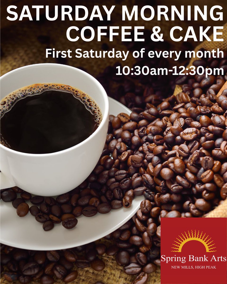 Come join us this weekend Saturday 5th July 10:30am-12:30pm for our monthly coffee morning. Come and visit us on your way to the one world festival and grab a hot drink and homemade cake all for £3!
#springbankarts #newmills #events #coffeemorning #community #visitnewmills